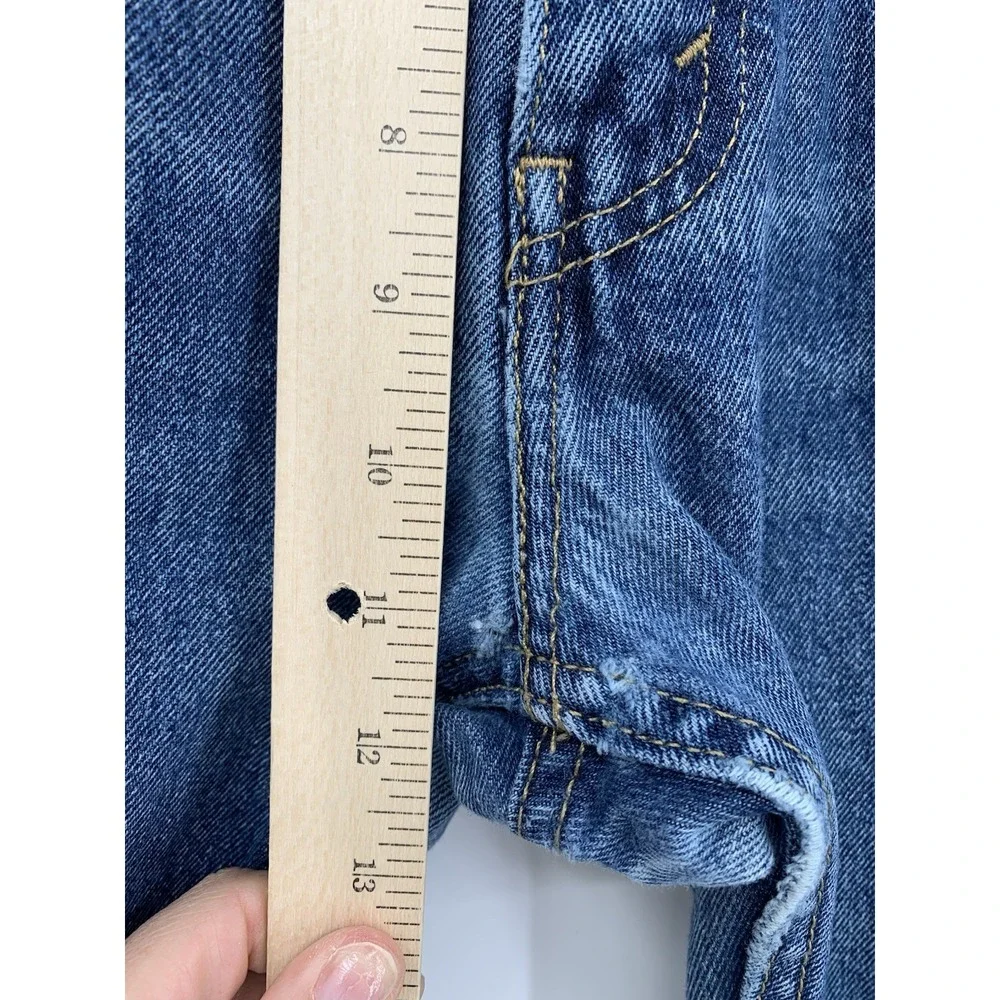 Levis 505 Jeans Mens 33x30 Blue Distressed‎ Straight Leg Medium Wash Denim Pants